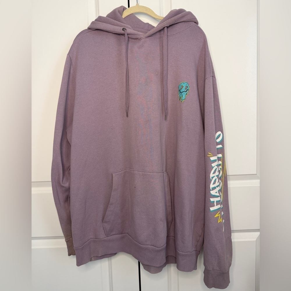 No Boundaries Purple Graphic Hoodie Smiley Drip Back Print 3XL 54-56